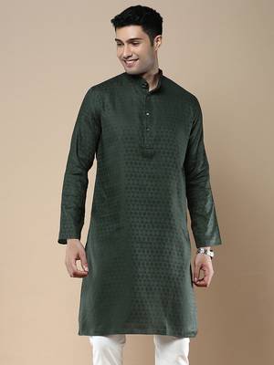 Sanwara men's ethnic woven cotton silk kurta 2