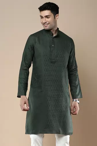 Sanwara men's ethnic woven cotton silk kurta