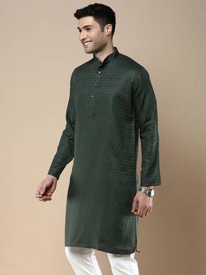 Sanwara men's ethnic woven cotton silk kurta 3
