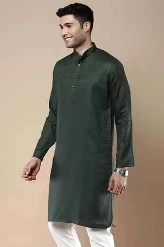 Sanwara men's ethnic woven cotton silk kurta