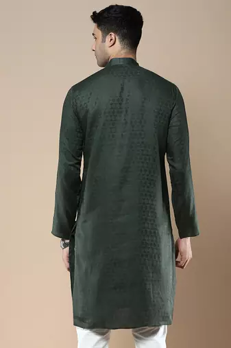 Sanwara men's ethnic woven cotton silk kurta