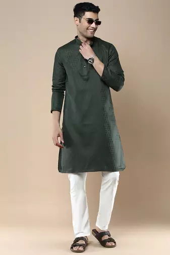 Sanwara men's ethnic woven cotton silk kurta