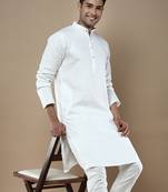 Sanwara men's ethnic woven cotton silk kurta