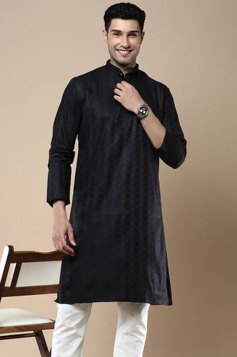 Sanwara men's ethnic woven cotton silk kurta