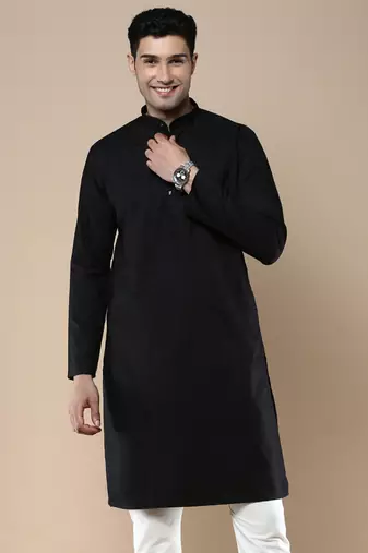 Sanwara men's ethnic woven cotton silk kurta