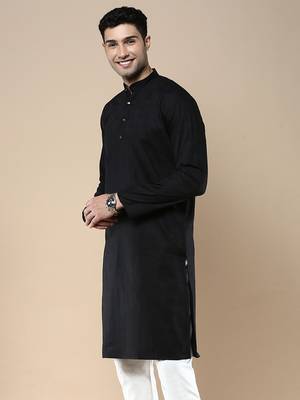 Sanwara men's ethnic woven cotton silk kurta 3