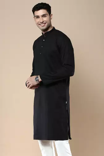 Sanwara men's ethnic woven cotton silk kurta