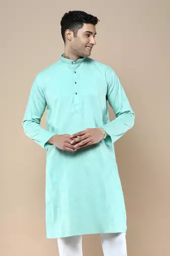 Sanwara men's ethnic woven cotton silk kurta