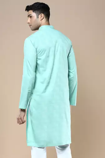 Sanwara men's ethnic woven cotton silk kurta