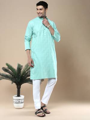 Sanwara men's ethnic woven cotton silk kurta 5