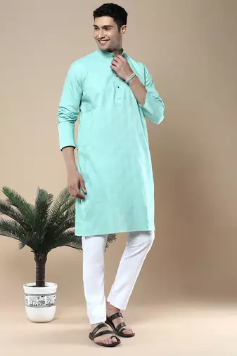 Sanwara men's ethnic woven cotton silk kurta