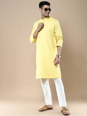 Sanwara men's ethnic woven cotton silk kurta 5