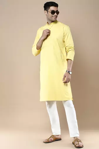 Sanwara men's ethnic woven cotton silk kurta