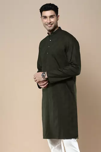 Sanwara men's ethnic woven cotton silk kurta