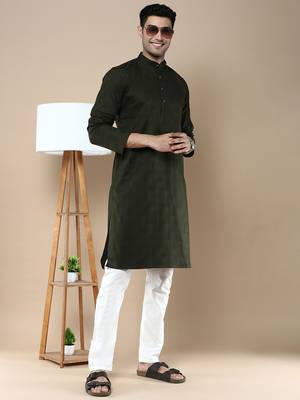 Sanwara men's ethnic woven cotton silk kurta 5