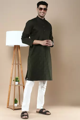 Sanwara men's ethnic woven cotton silk kurta