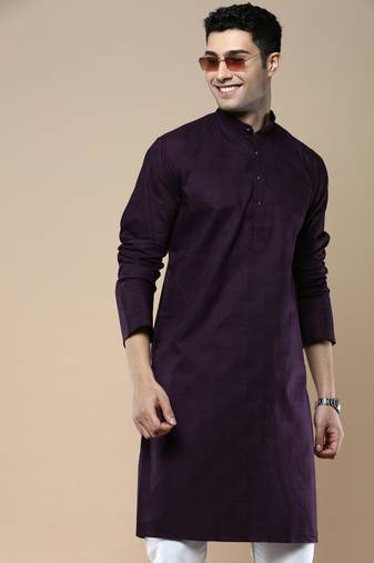 Sanwara men's ethnic woven cotton silk kurta