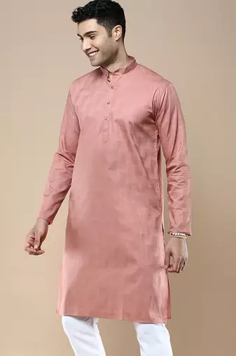 Sanwara men's ethnic woven cotton silk kurta