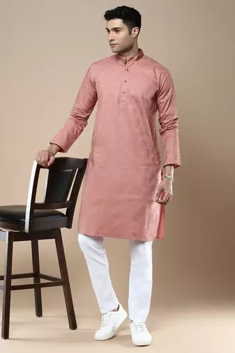 Sanwara men's ethnic woven cotton silk kurta