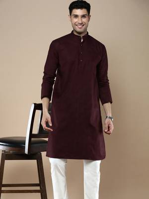 Sanwara men's ethnic woven cotton silk kurta 1
