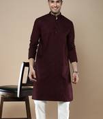 Sanwara men's ethnic woven cotton silk kurta