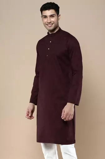Sanwara men's ethnic woven cotton silk kurta