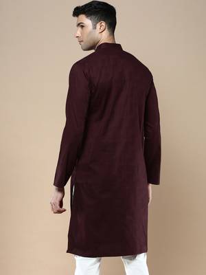 Sanwara men's ethnic woven cotton silk kurta 4
