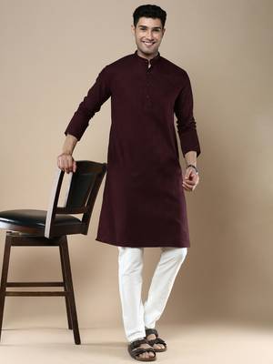 Sanwara men's ethnic woven cotton silk kurta 5