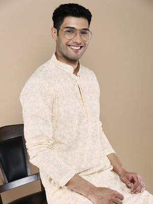 Sanwara's stylish ethnic chikankari kurta for men 1