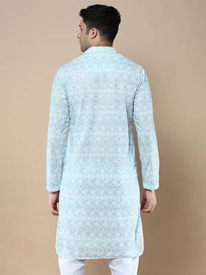 Sanwara's stylish ethnic chikankari kurta for men 4