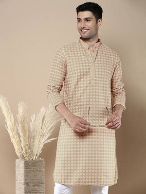 Sanwara's stylish ethnic chikankari & printed kurta for men 1