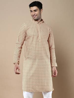 Sanwara's stylish ethnic chikankari & printed kurta for men 2