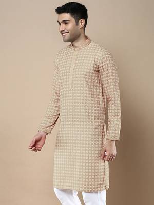 Sanwara's stylish ethnic chikankari & printed kurta for men 3