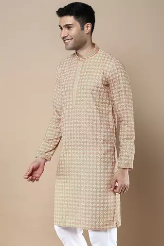 Sanwara's stylish ethnic chikankari & printed kurta for men
