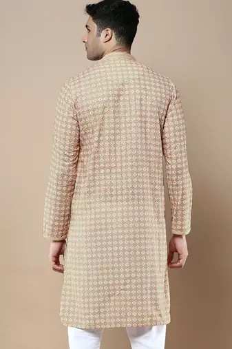 Sanwara's stylish ethnic chikankari & printed kurta for men