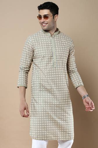 Sanwara's stylish ethnic chikankari & printed kurta for men