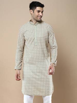 Sanwara's stylish ethnic chikankari & printed kurta for men 2
