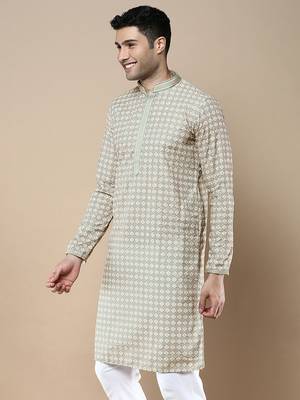 Sanwara's stylish ethnic chikankari & printed kurta for men 3