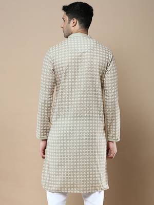 Sanwara's stylish ethnic chikankari & printed kurta for men 4