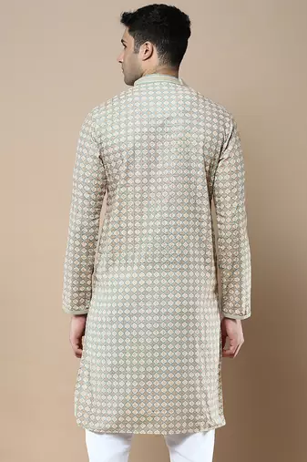 Sanwara's stylish ethnic chikankari & printed kurta for men