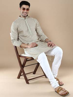 Sanwara's stylish ethnic chikankari & printed kurta for men 5