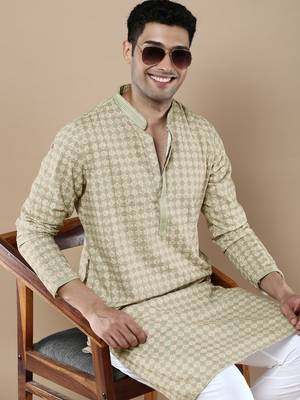 Sanwara's stylish ethnic chikankari & printed kurta for men 1