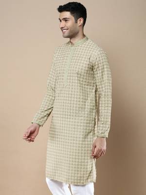 Sanwara's stylish ethnic chikankari & printed kurta for men 3