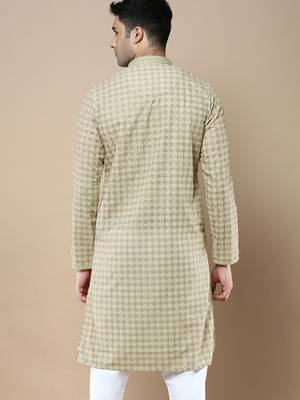 Sanwara's stylish ethnic chikankari & printed kurta for men 4