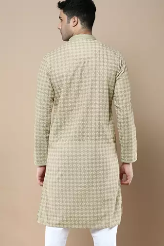 Sanwara's stylish ethnic chikankari & printed kurta for men