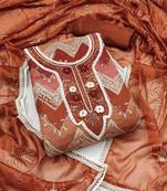 Rust color sequins work oragnza unstitched chudidar dress material 