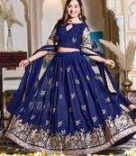 Women Embroidered Flared Lehenga Choli Set with Dupatta