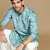 Dapper & dazzling men's printed sku blue golden zari touch up trendy wear cotton kurta by sanwara