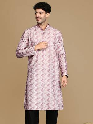 Unleash your style with men's rust printed trendy fusion wear kurta by sanwara 2