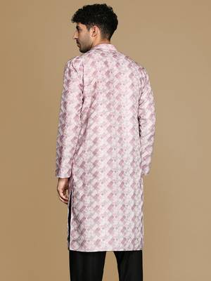 Unleash your style with men's rust printed trendy fusion wear kurta by sanwara 4